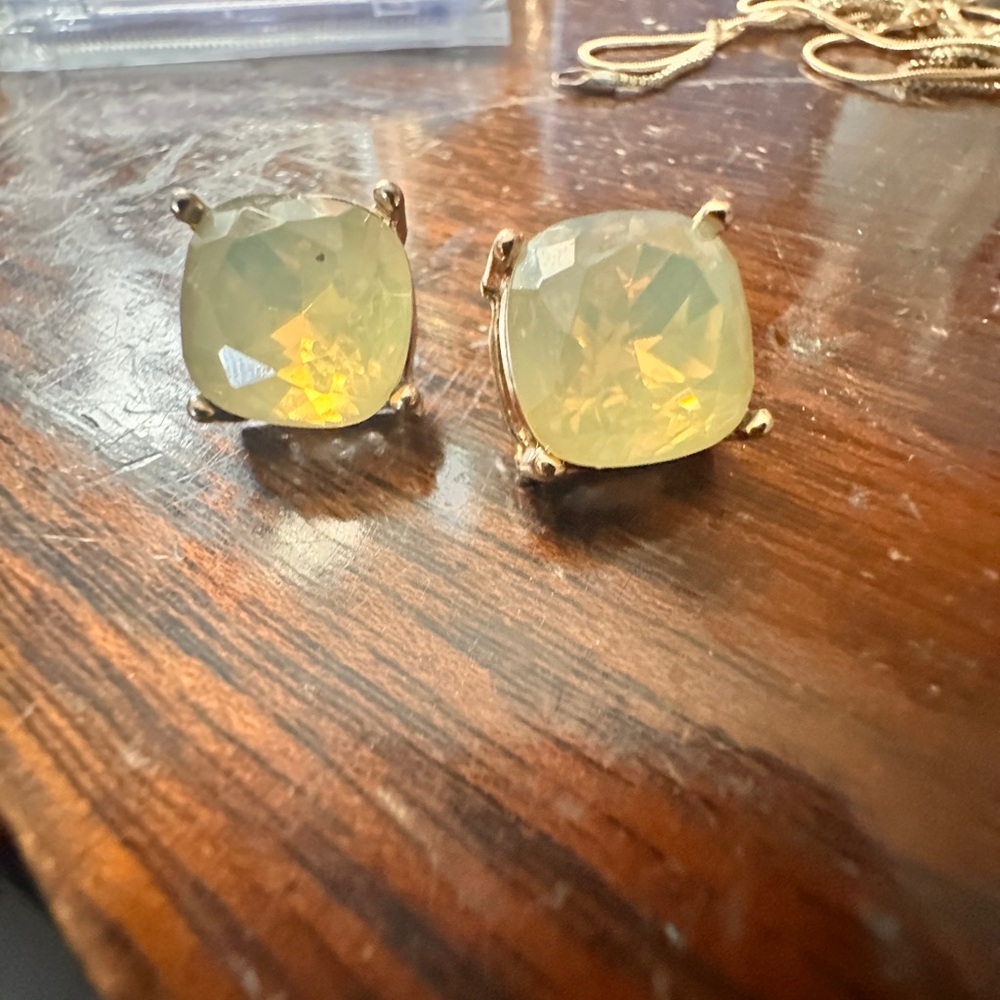 Gold and Yellow Geometric Earrings with Opalescent Glow